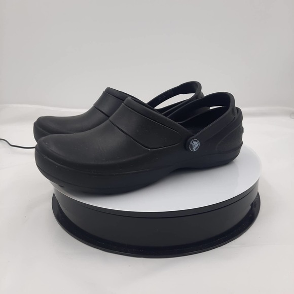 Black Womens work clog Crocs NO HOLES slip resistant W8 - Picture 2 of 8
